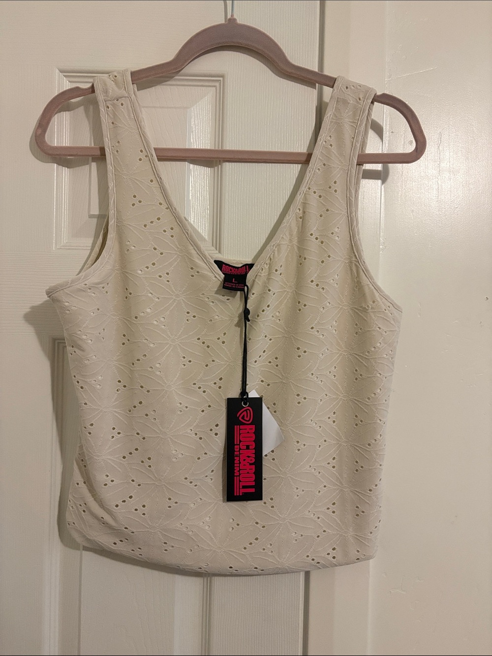 Women’s Cream Eyelet Scoop Neck Tank Top by Backroad